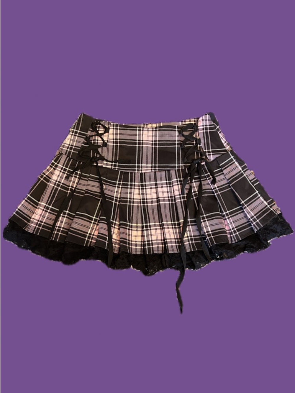 plaid lacey mini skirt